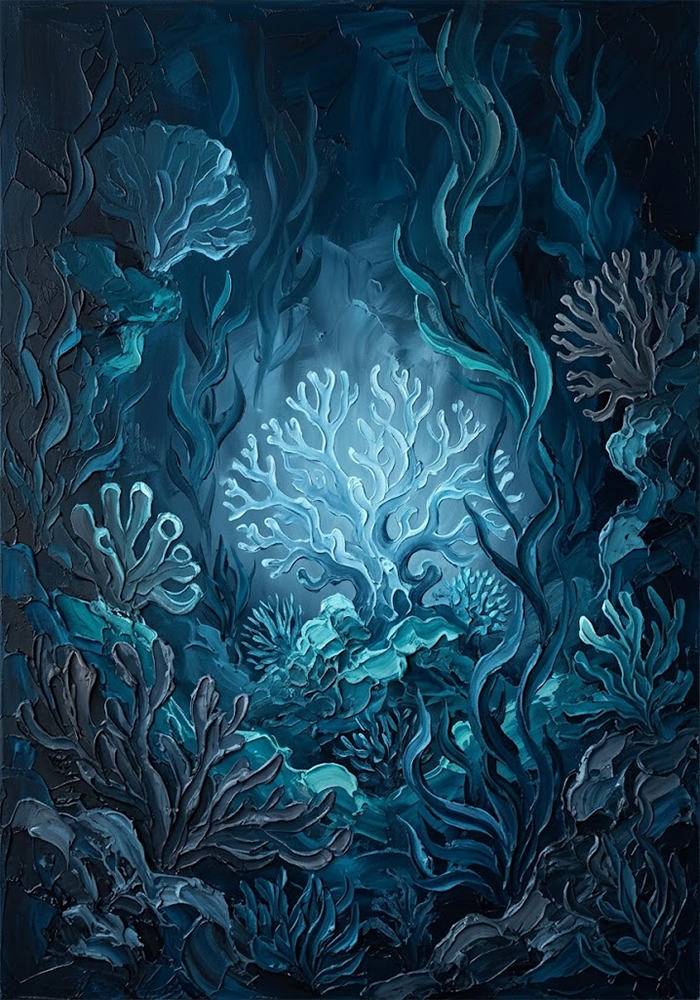 Abyss Bloom Underwater Scene Wall Art Peacock Editorial Art Print