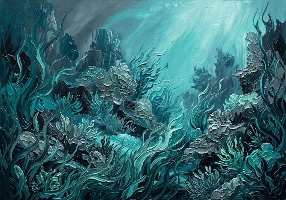 Emerald Silence Under Water Wall Art Deep Teal Editorial Art Print