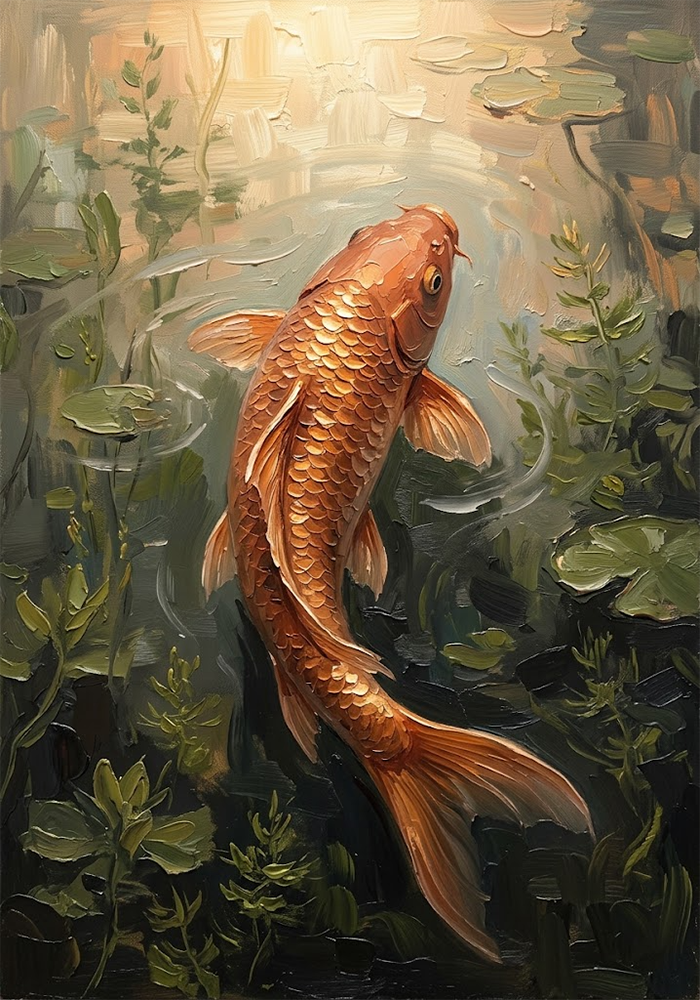 Autumn Koi Koi Wall Art Clay & Moss Art Print