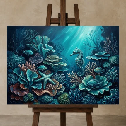 Premium Wall Art Yatay Html Edition – UNDERWATER2806093 displayed on a studio easel