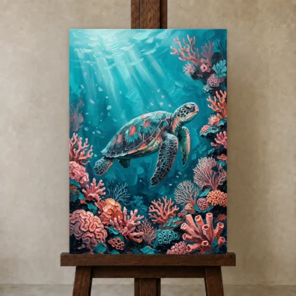 Premium Wall Art Dikey Html Edition – UNDERWATER2806094 displayed on a studio easel