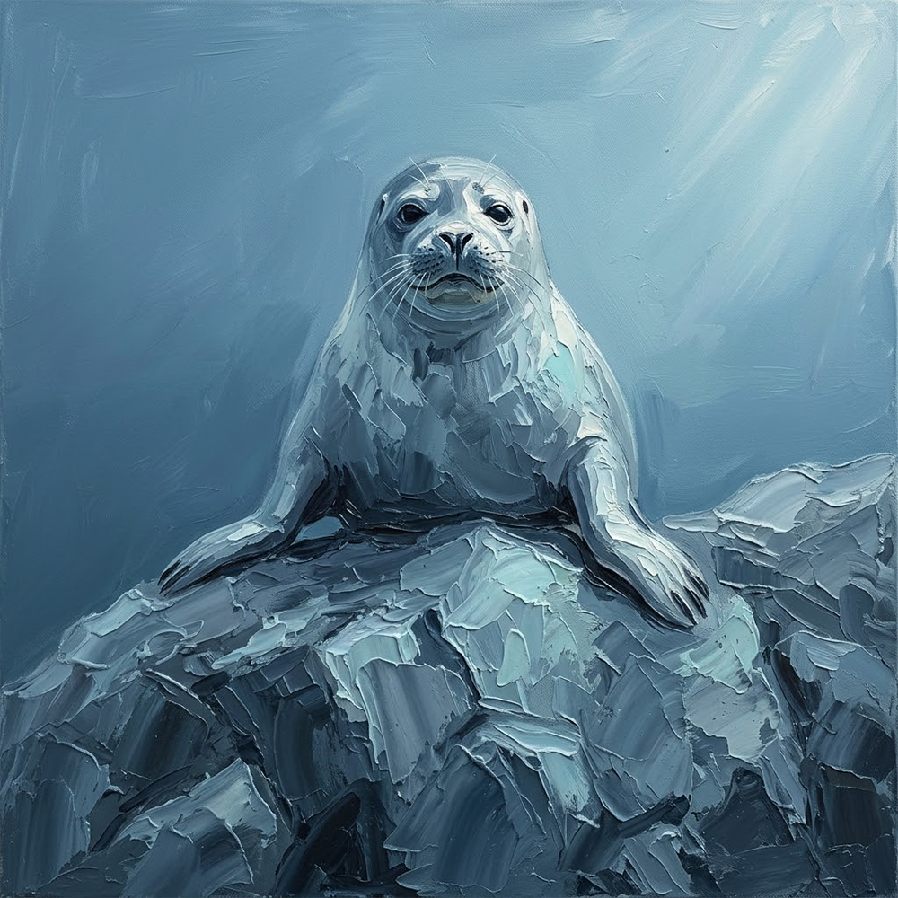 Arctic Drift marine life wall art Dusty Blue Gallery Art Print