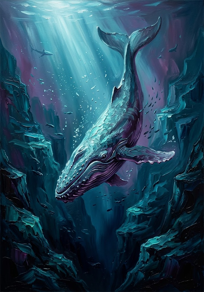 Abyss Majesty sea life prints Deep Peacock & Plum Art Print