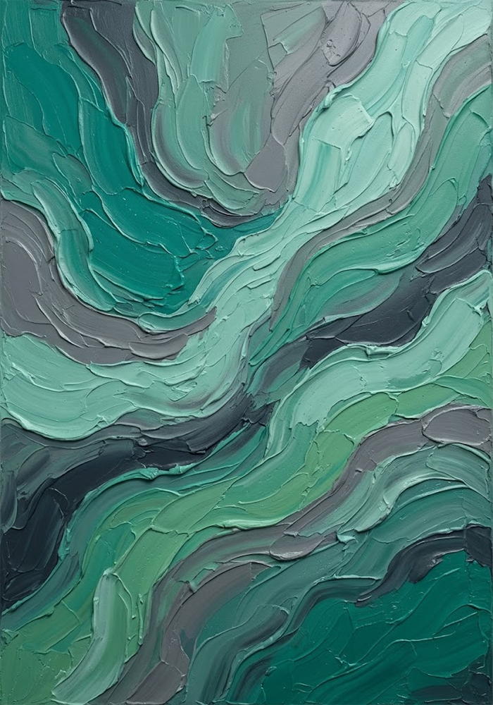 Emerald Drift Olive Green Organic Abstract Art Jade Modern Art Print