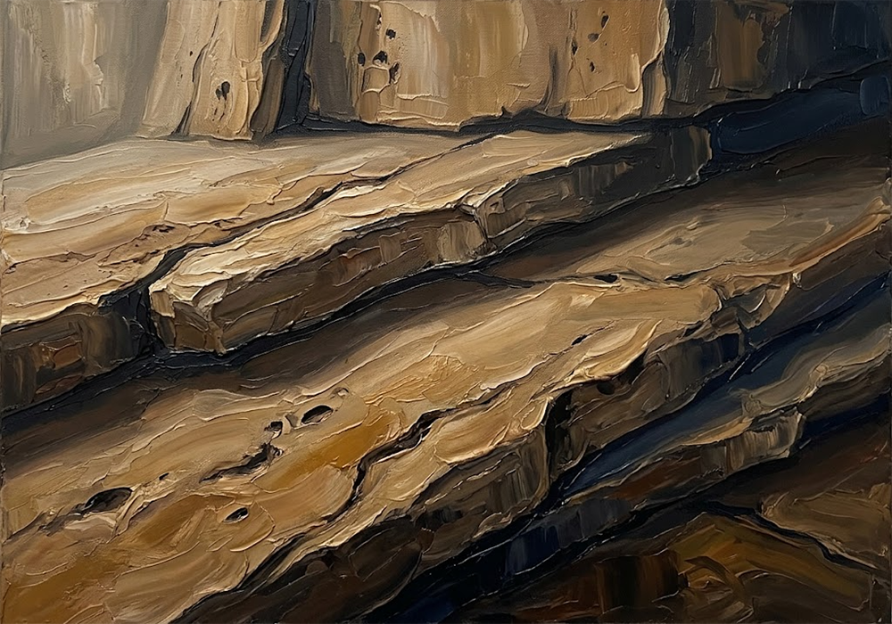 Ancient Quarry Travertine Texture Wall Art Espresso Gallery Art Print