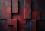 Wine and sapphire textured plaster wall art featuring geometric plaster forms and layered architectural textures for sophisticated interiors