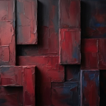 Wine and sapphire textured plaster wall art featuring geometric plaster forms and layered architectural textures for sophisticated interiors