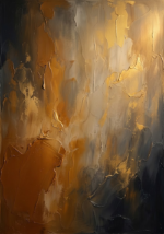 Amber Noir limewash plaster abstract art print featuring weathered mineral textures and layered golden plaster for elegant interiors