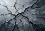 Graphite Museum cracked plaster minimalist art print featuring geological-inspired plaster fractures in graphite and silver-gray tones for elegant interiors