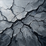 Graphite Museum cracked plaster minimalist art print featuring geological-inspired plaster fractures in graphite and silver-gray tones for elegant interiors