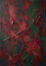 Wine & Forest textured wabi sabi art print featuring layered weathered plaster textures with crimson and forest accents for elegant interiors