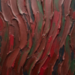 Wine & Forest textured wabi sabi art print featuring layered weathered plaster ridges with burgundy and forest green accents for elegant interiors