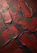 Wine & Forest textured wabi sabi art print featuring asymmetrical weathered plaster textures with rich wine and forest green tones for elegant interiors