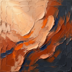 Burnt Orange & Navy wabi sabi canvas art print featuring asymmetrical textured plaster relief with organic forms for elegant interiors