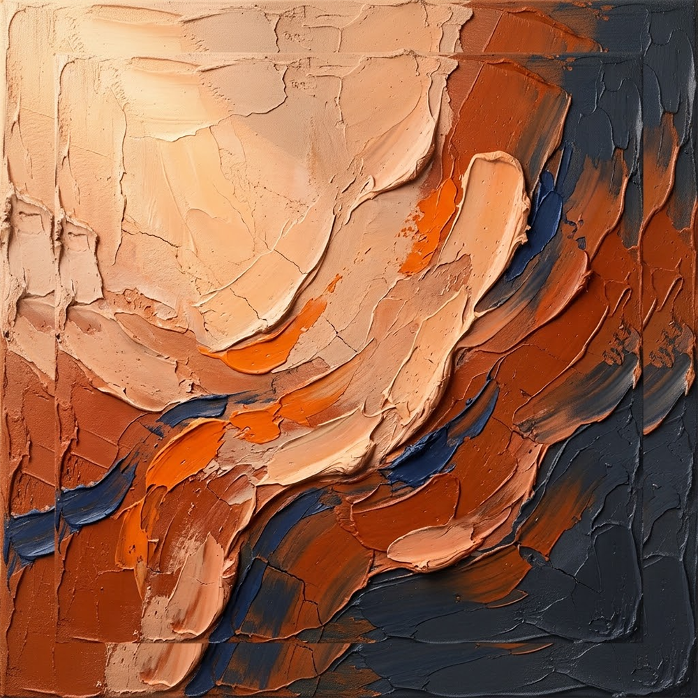 Ember Balance Wabi Sabi Canvas Art Burnt Orange & Navy Art Print