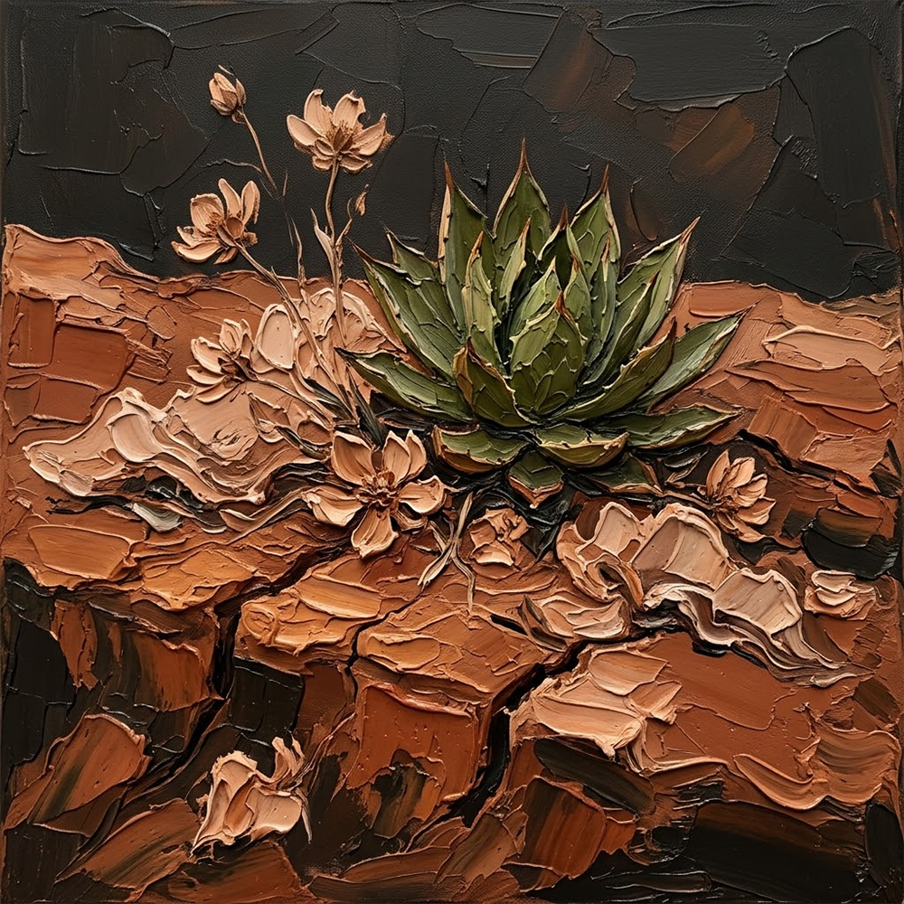 Desert Bloom Wall Art Earth Tones Clay & Moss Art Print