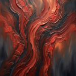 Crimson noir earth tone abstract art print featuring flowing molten textures and layered mineral-inspired forms