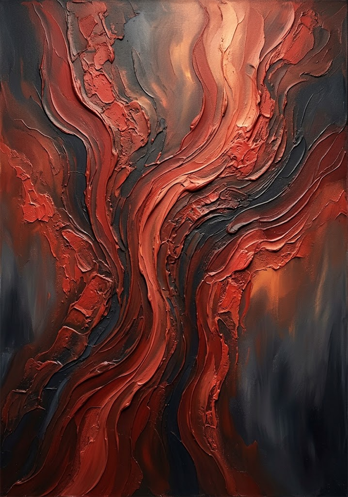 Ember Veil Earth Tone Abstract Art Crimson Noir Art Print