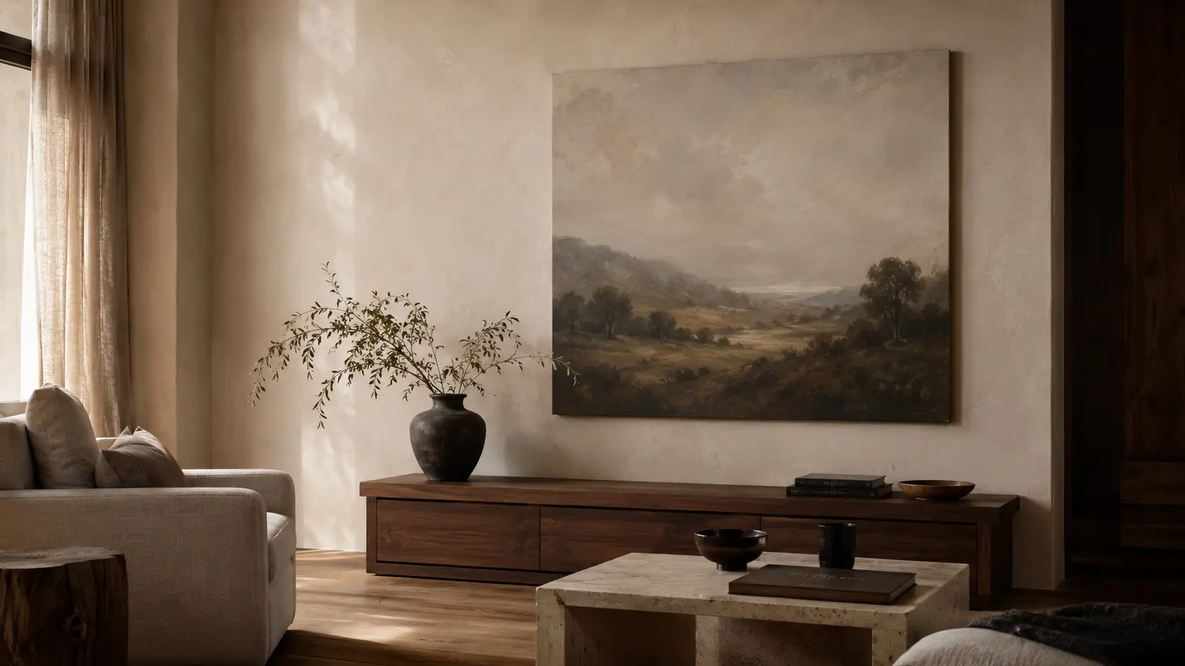 Premium wall art in a refined interior showing how surface changes the meaning of an image