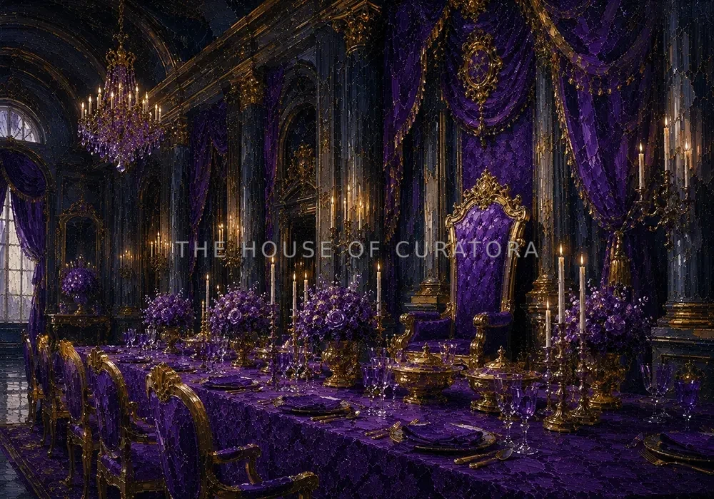 Imperial Procession Throne-Like Dining Chair Purple Dining Room Wall Art