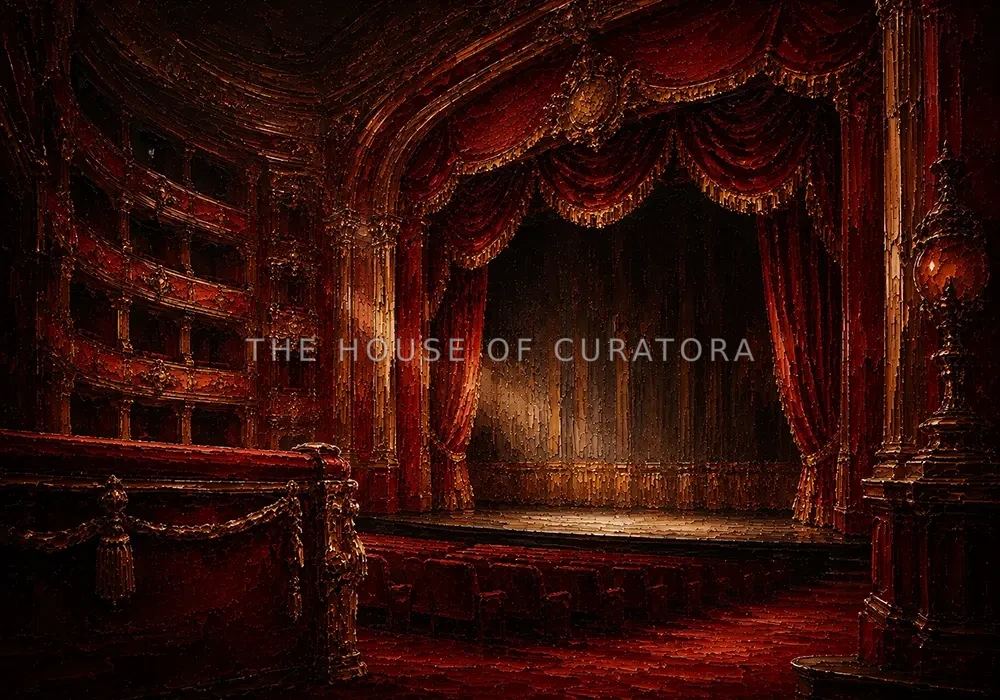 Velvet Procession Solitary Proscenium Red Home Theater Wall Art