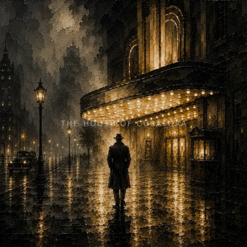 Golden Cinema Marquee Noir Movie Wall Art Canvas Print
