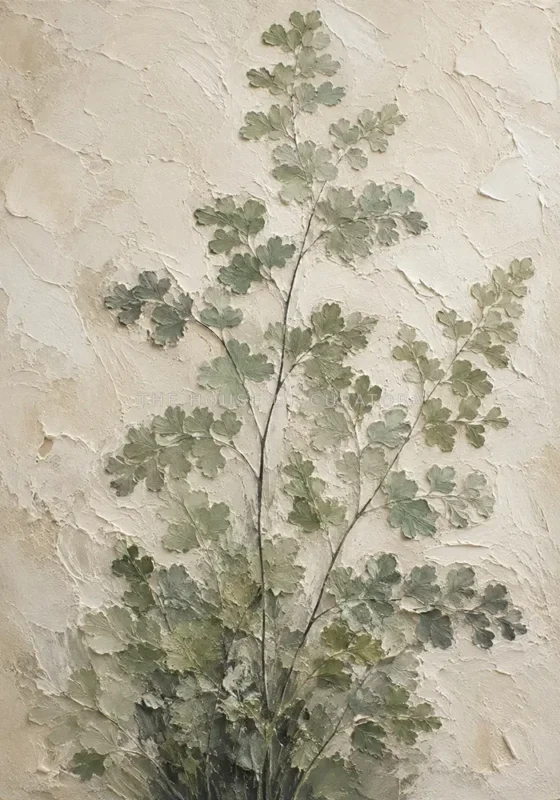 Textured Maidenhair Fern Wall Art Canvas Print