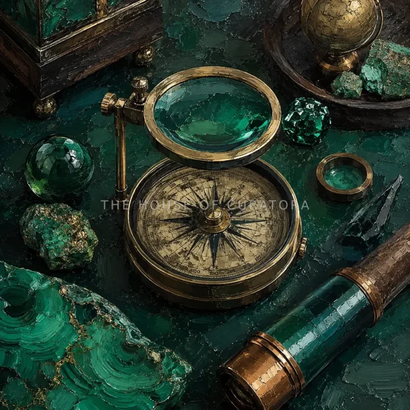 Verdant Cabinet Antique Compass Green Home Office Wall Art