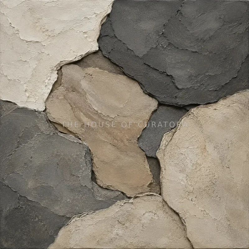 Neutral Wabi Sabi Wall Art print featuring organic stone abstract forms for elegant interiors