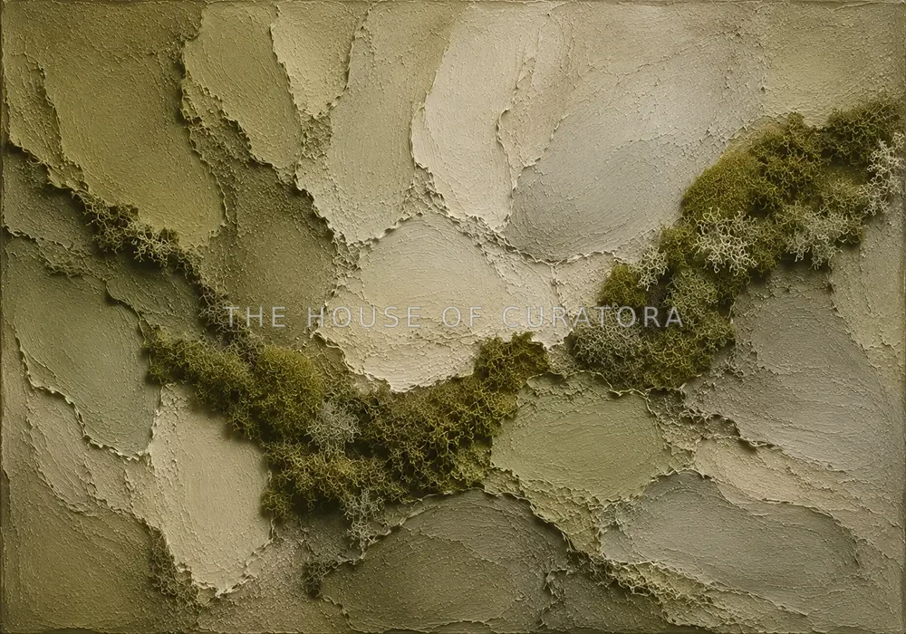 Olive Wabi Sabi Wall Art print featuring moss textures and sage stone-inspired layers for elegant interiors