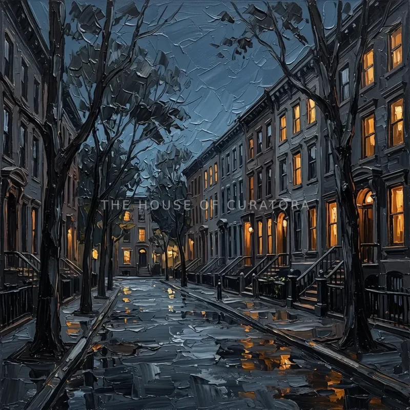 West Village Brownstone New York Cityscape Wall Art Canvas Print