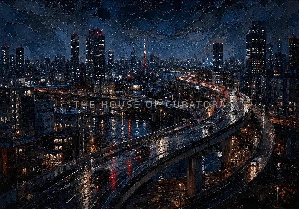 Tokyo Expressway Night Cinematic Cityscapes Canvas Print
