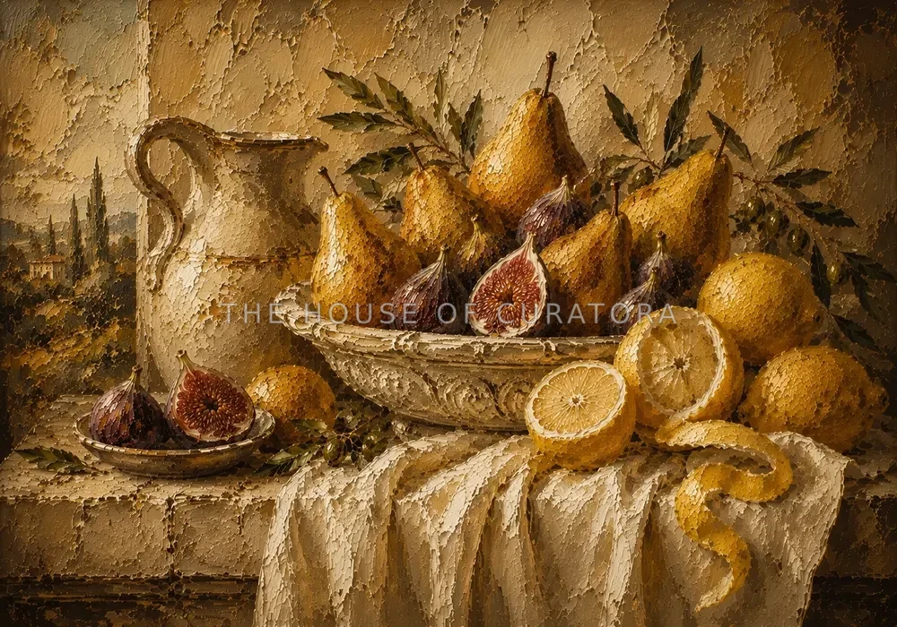 Tuscan Pear and Fig Fruit Still Life Wall Art Canvas Print