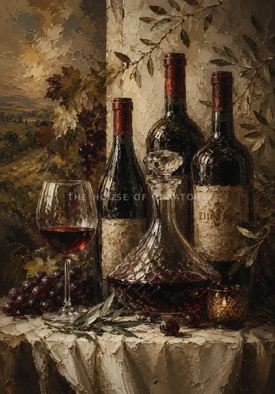 Tuscan Wine Still Life Wine Wall Art Canvas Print