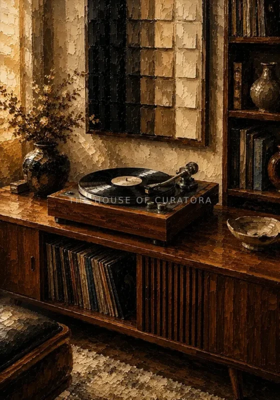 Warm Walnut Vintage Vinyl Record Wall Art Canvas Print