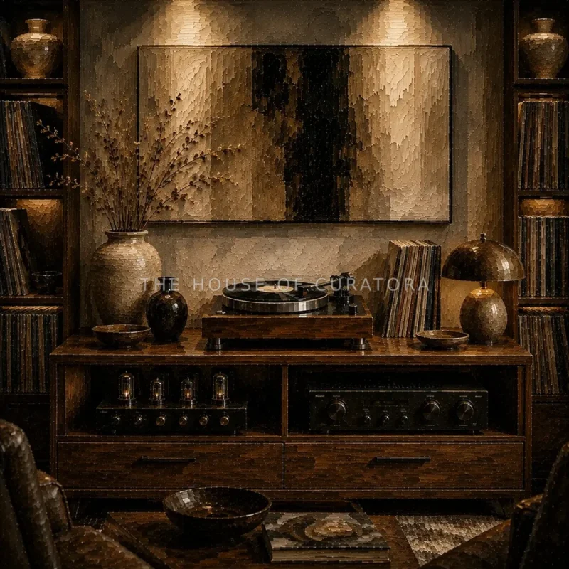 Timeless Walnut Vinyl Record Wall Art Canvas Print