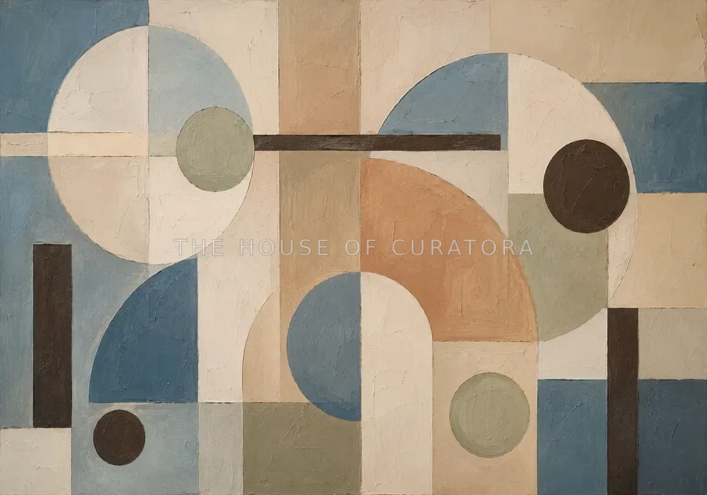 Blue Terracotta Circles Geometric Abstract Wall Art Canvas Print