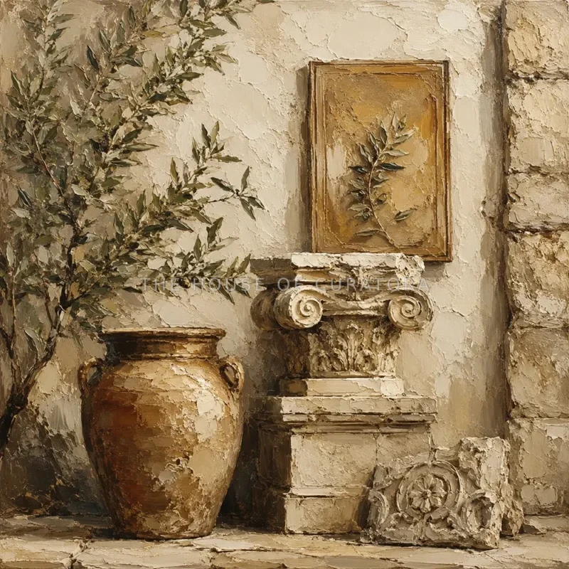 Classical Mediterranean Courtyard Living Room Wall Art Canvas Print