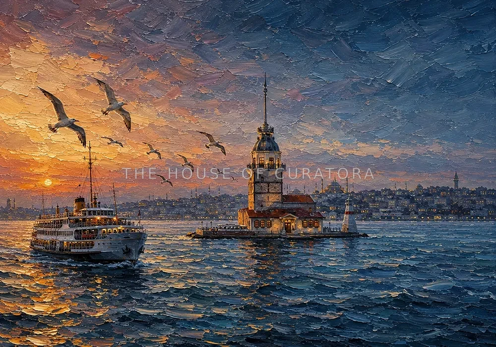 Maiden's Tower and Istanbul ferry wall art