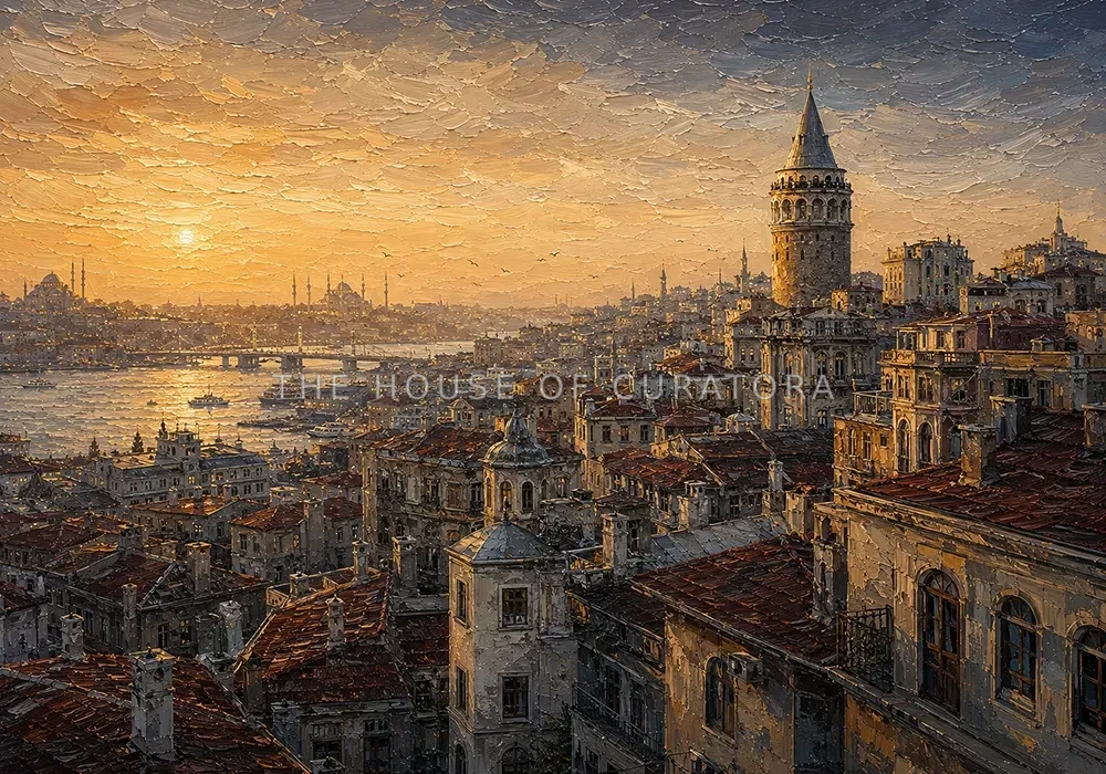 Galata Tower rooftops Istanbul cityscape art