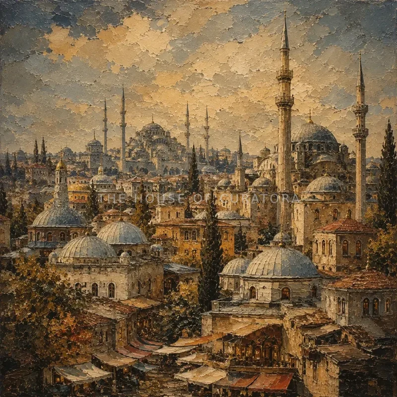 Ottoman domes and minarets square Istanbul wall art