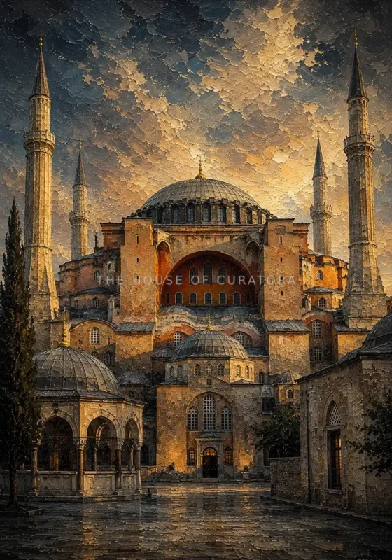 Hagia Sophia vertical impasto Istanbul wall art