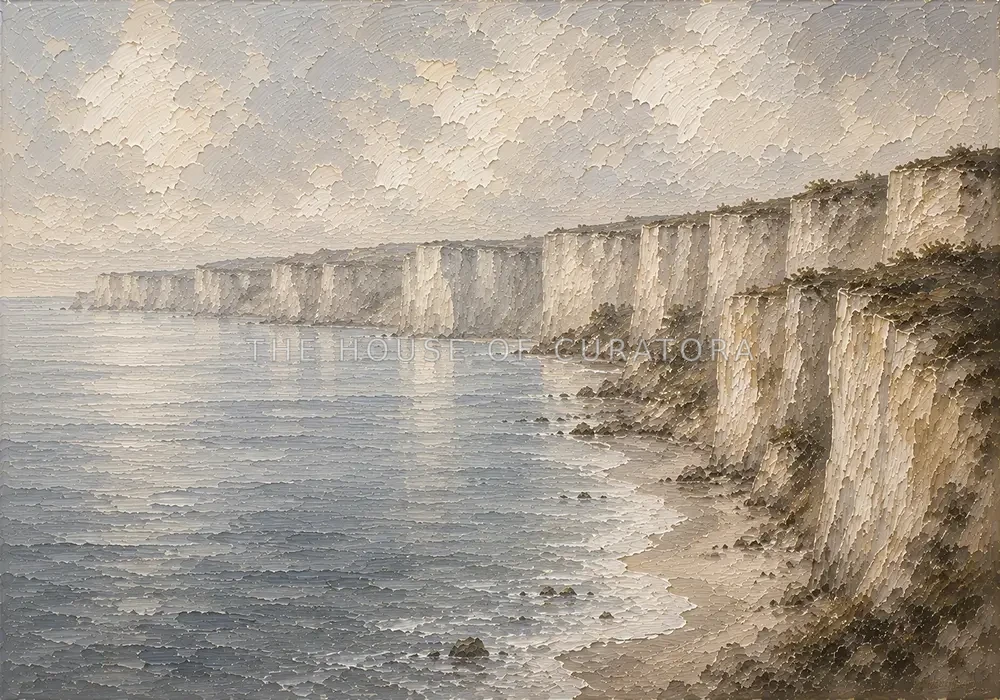 Blue Gray Limestone Coastal Landscape Wall Art Canvas Print