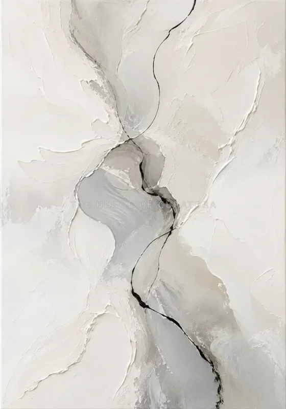 Silver Flow Neutral Abstract Wall Art Canvas Print