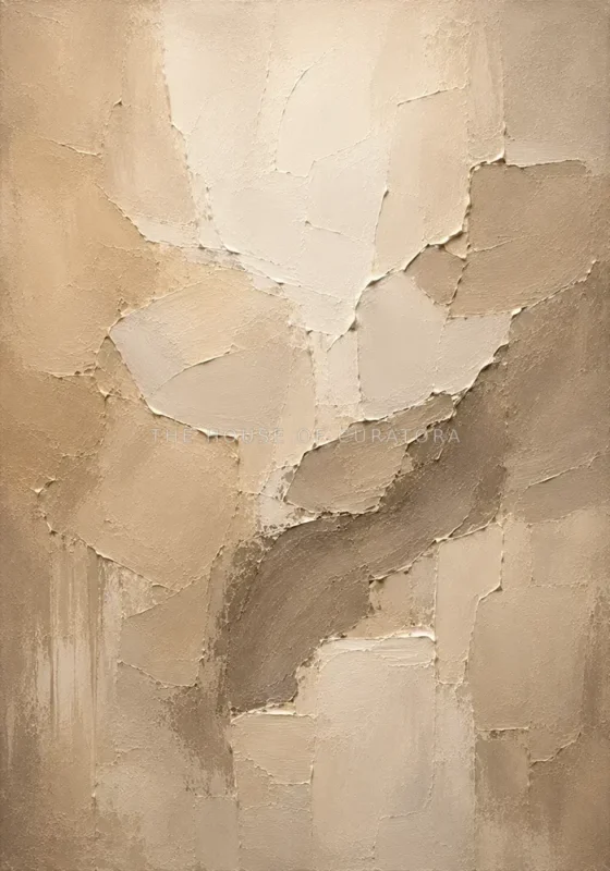 Serene Ivory & Taupe Neutral Living Room Wall Art Canvas Print