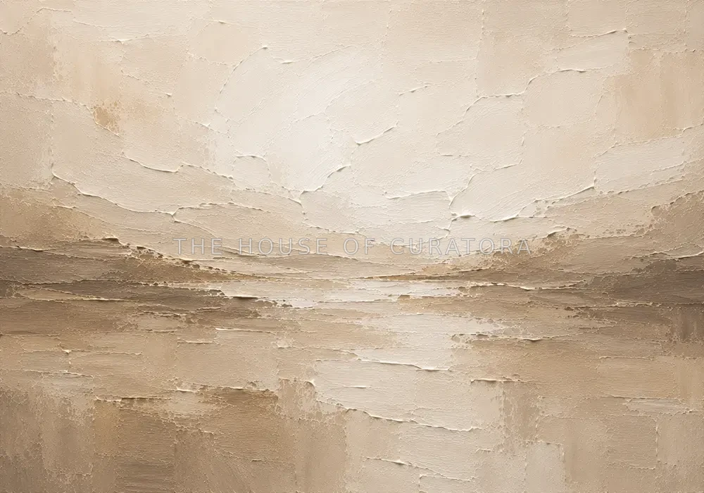Wide Beige Horizon Neutral Living Room Wall Art Canvas Print