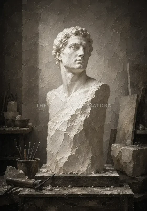 Alabaster Sentinel Alabaster Bust White Living Room Wall Art