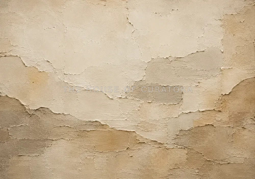 Ivory Wabi Sabi Wall Art print featuring aged plaster landscape textures and organic mineral details for elegant interiors