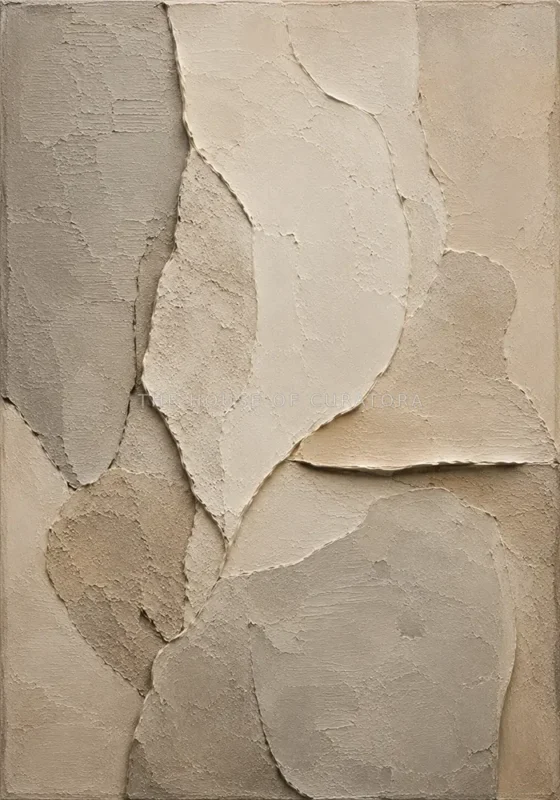Gray Wabi Sabi Wall Art print featuring organic stone forms and layered mineral textures for elegant interiors